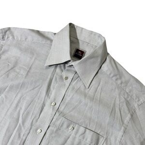 Eton mens 15.5 39 light gray white stripe soft cotton dress shirt EUC